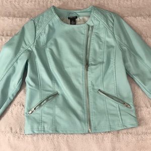 Teal faux leather jacket